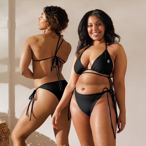 Couleurs Lagon - Sexy Bikini Push-Up String Entièrement Doublé Recyclé UPF50+ NOIR