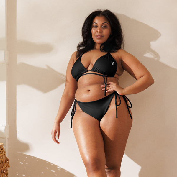 Couleurs Lagon - Sexy Bikini Push-Up String Entièrement Doublé Recyclé UPF50+ NOIR