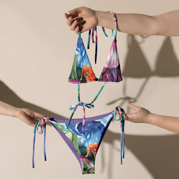 Couleurs Lagon - Sexy Bikini Push-Up String Entièrement Doublé Recyclé UPF50+ MEDUSES LAVENDER