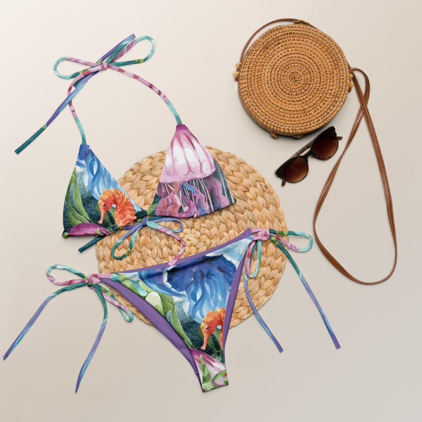 Couleurs Lagon - Sexy Bikini Push-Up String Entièrement Doublé Recyclé UPF50+ MEDUSES LAVENDER
