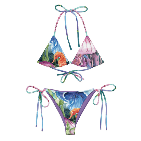 Couleurs Lagon - Sexy Bikini Push-Up String Entièrement Doublé Recyclé UPF50+ MEDUSES LAVENDER