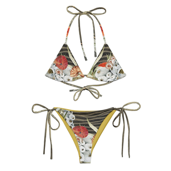 Couleurs Lagon - Sexy Bikini Push-Up String Entièrement Doublé Recyclé UPF50+ COQUILLAGES OR