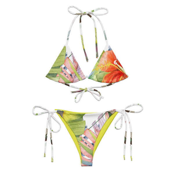 Couleurs Lagon - Sexy Bikini Push-Up String Entièrement Doublé Recyclé UPF50+ FLORAL HIBISCUS CITRUS