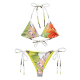 Couleurs Lagon - Sexy Bikini Push-Up String Entièrement Doublé Recyclé UPF50+ FLORAL HIBISCUS CITRUS