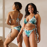 Couleurs Lagon - Sexy Bikini Push-Up String Entièrement Doublé Recyclé UPF50+ FLORAL BLEU D'ORIENT