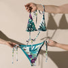 Couleurs Lagon - Sexy Bikini Push-Up String Entièrement Doublé Recyclé UPF50+ FLORAL BLEU D'ORIENT