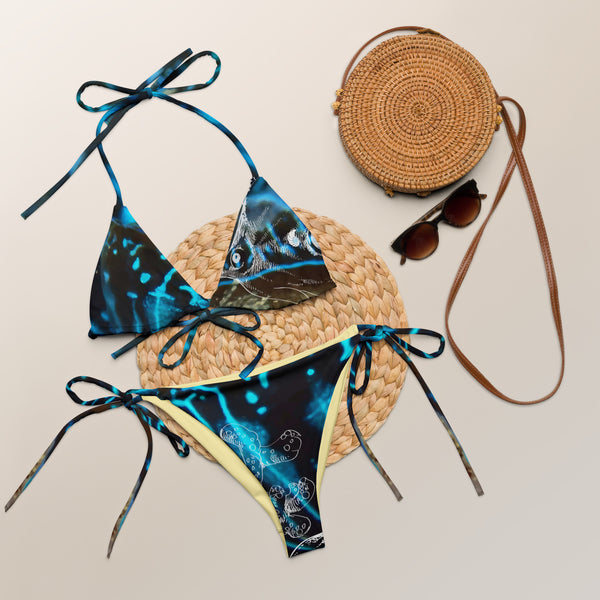 Couleurs Lagon - Sexy Bikini Push-Up String Entièrement Doublé Recyclé UPF50+ BENITIER PASSION BANANE