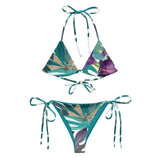 Couleurs Lagon - Sexy Bikini Push-Up String Entièrement Doublé Recyclé UPF50+ FLORAL BLEU ORIENTAL