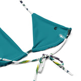Couleurs Lagon - Sexy Bikini Push-Up String Entièrement Doublé Recyclé UPF50+ FLORAL BLEU D'ORIENT