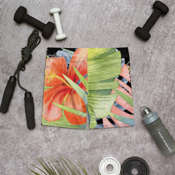 Couleurs Lagon - Short de Bain AllSportAqua NOIR FLORAL HIBISCUS