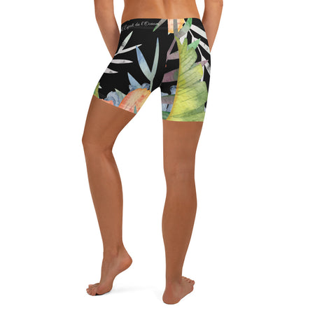 Couleurs Lagon - Short de Bain AllSportAqua NOIR FLORAL HIBISCUS LIBELLULE