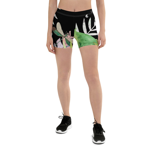 Couleurs Lagon - Short de Bain AllSportAqua NOIR FLORAL HIBISCUS LIBELLULE