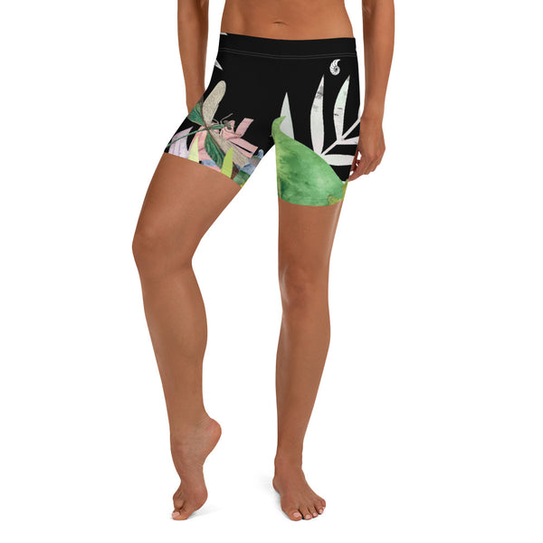 Couleurs Lagon - Short de Bain AllSportAqua NOIR FLORAL HIBISCUS LIBELLULE