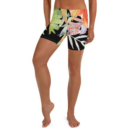 Couleurs Lagon - Shorts Femme AllSportAqua PF1.2 NOIR FLORAL HIBISCUS COLEOPTERES