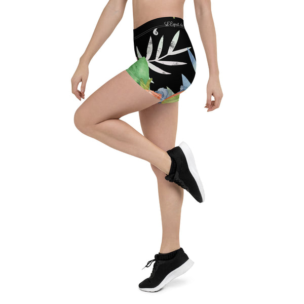 Couleurs Lagon - Short de Bain AllSportAqua NOIR FLORAL HIBISCUS LIBELLULE