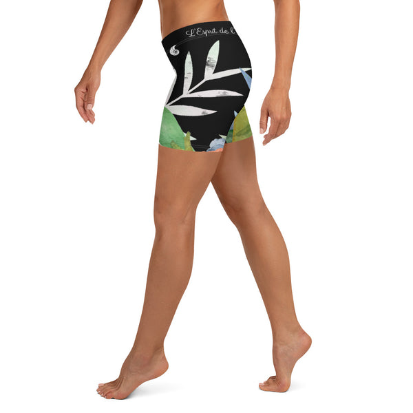 Couleurs Lagon - Short de Bain AllSportAqua NOIR FLORAL HIBISCUS LIBELLULE