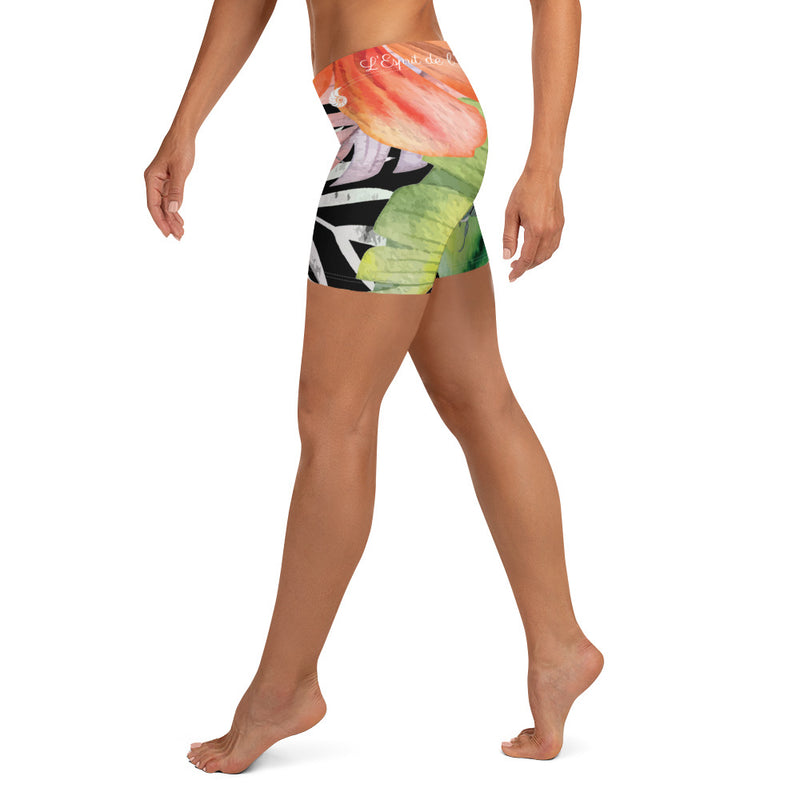 Couleurs Lagon - Shorts Femme AllSportAqua PF1.2 NOIR FLORAL HIBISCUS COLEOPTERES
