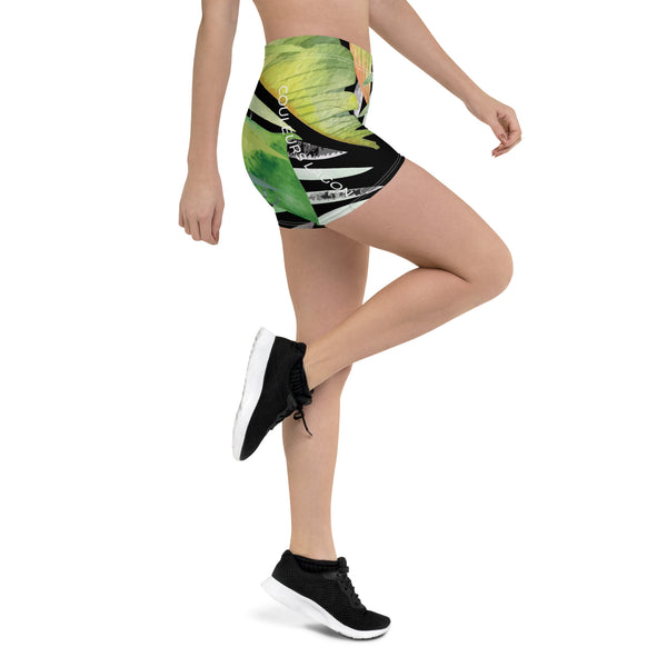 Couleurs Lagon - Shorts Femme AllSportAqua PF1.2 NOIR FLORAL HIBISCUS COLEOPTERES