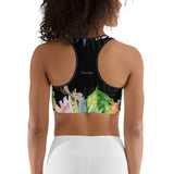 Couleurs Lagon - Brassière de Sport NOIR FLORAL HIBISCUS LIBELLULE