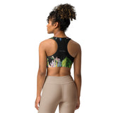 Couleurs Lagon - Brassière de Sport NOIR FLORAL HIBISCUS LIBELLULE