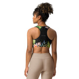 Top yoga brassière hibiscus coléoptères UPF50+ dos — Couleurs Lagon Pacifique