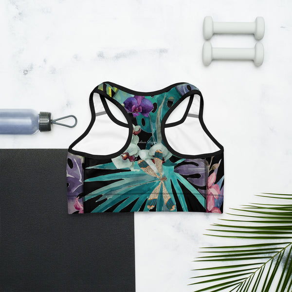 Brassière surf kite femme floral libellule noir — dos Couleurs Lagon Pacifique