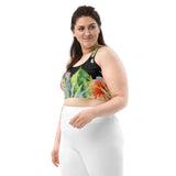 Couleurs Lagon - Brassière de Sport NOIR FLORAL HIBISCUS LIBELLULE