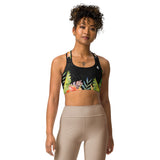 Brassière sport femme hibiscus coléoptères avant — Couleurs Lagon
