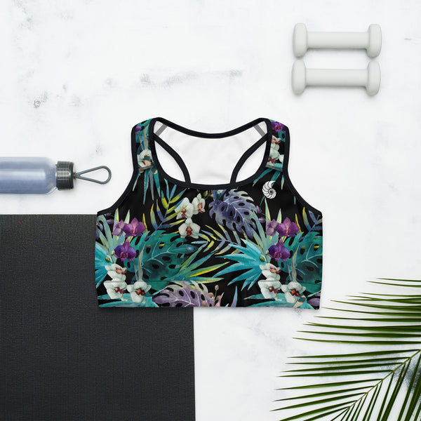 Couleurs Lagon - Brassière de Sport Couleurs Lagon NOIR FLORAL COLEOPTERES