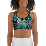 Top yoga surf femme floral libellule noir — avant Couleurs Lagon