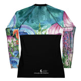 dos a plat - Lycra Rashguard Noir Femme MITI MEDUSES Caraco - Couleurs Lagon