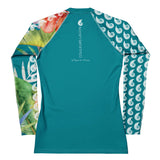 dos a plat - Lycra Rashguard Femme Floral TURQUOISE HIBISCUS - Couleurs Lagon