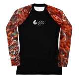 avant a plat - Lycra Rashguard Noir Femme MITI GORGONE ROUGE Caraco - Couleurs Lagon