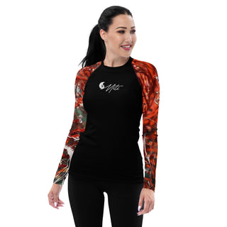 avant - Lycra Rashguard Noir Femme MITI GORGONE ROUGE Caraco - Couleurs Lagon