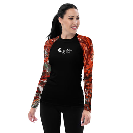 avant - Lycra Rashguard Noir Femme MITI GORGONE ROUGE Caraco - Couleurs Lagon