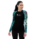 avant - Lycra Rashguard Noir Femme MITI TURQUOISE ORCHIDEES Caraco - Couleurs Lagon