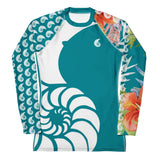 avant a plat - Lycra Rashguard Femme Floral TURQUOISE HIBISCUS - Couleurs Lagon
