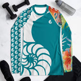 avant crossfit - Lycra Rashguard Femme Floral TURQUOISE HIBISCUS - Couleurs Lagon