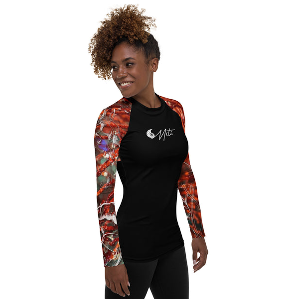droite - Lycra Rashguard Noir Femme MITI GORGONE ROUGE Caraco - Couleurs Lagon
