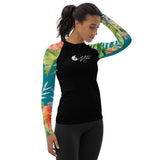 Rashguard femme UPF50+ hibiscus Pacifique — côté droit Couleurs Lagon Nouméa