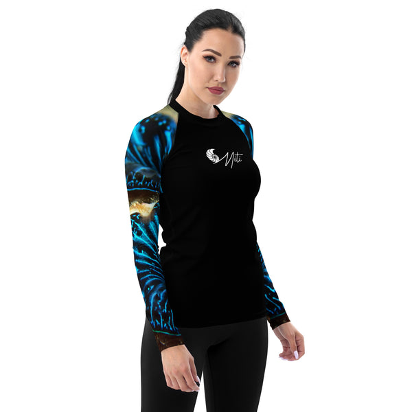droit - Lycra Rashguard Noir Femme MITI BENITIER BLEU 2 Caraco - Couleurs Lagon
