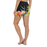 Yoga short hibiscus libellule noir à plat dos — Couleurs Lagon