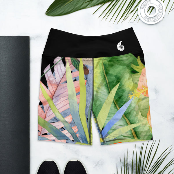 Short de bain taille haute hibiscus — avant Couleurs Lagon Nouméa