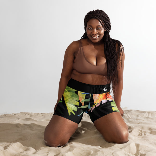 Yoga short surf femme UPF50+ coléoptères — avant Couleurs Lagon Nouméa