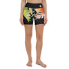 Couleurs Lagon - Yoga Shorts de Bain Taille Haute NOIR FLORAL COLEOPTERES - 1 poche ceinture