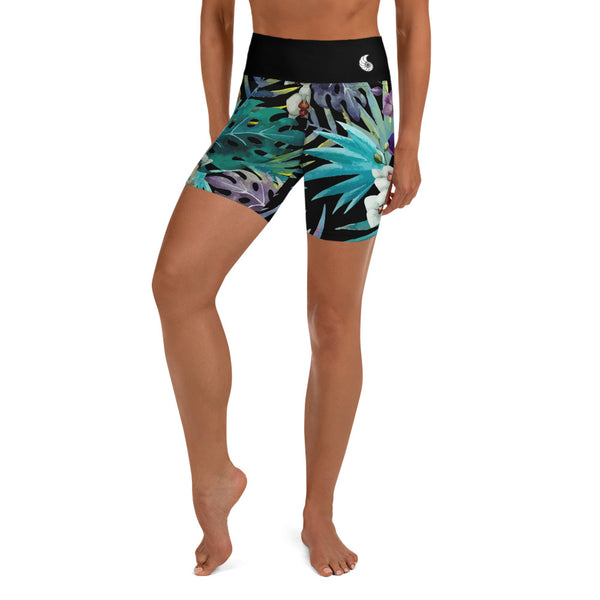 Yoga short femme sport nautique floral UPF50+ — avant Couleurs Lagon