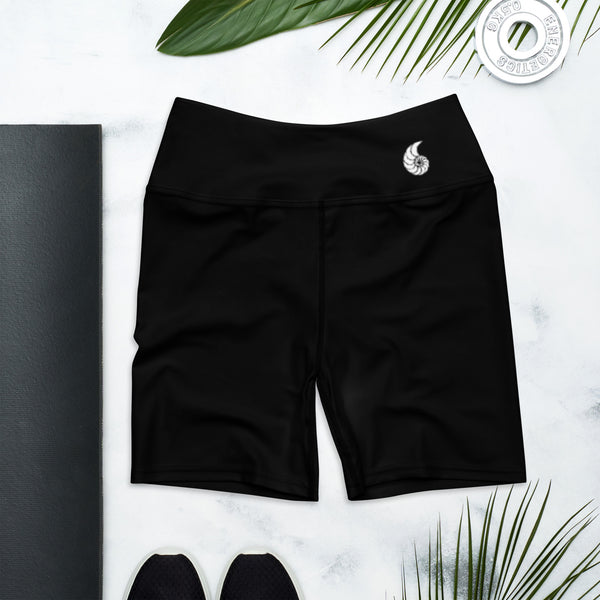 Couleurs Lagon - Yoga Surf Shorts de Bain Taille Haute NOIR - 1 poche ceinture - avant à plat