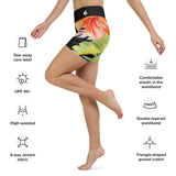 Short yoga femme motif coléoptères noir côté — Couleurs Lagon