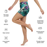 Short yoga noir libellule II extensible — côté gauche Couleurs Lagon