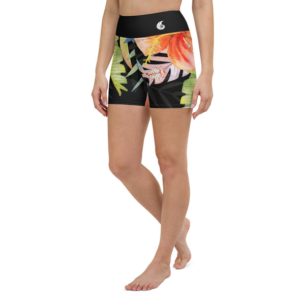 Yoga short bain coléoptères noir côté avant — Couleurs Lagon Nouvelle-Calédonie